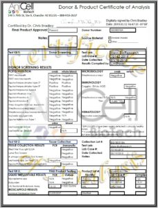 AniCell Certificate of Analysis